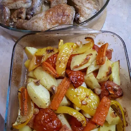 Запеченные овощи и курица в духовке 👌