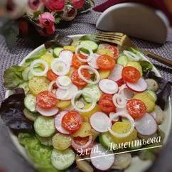 Овощной салат с обжаренным картофелем 