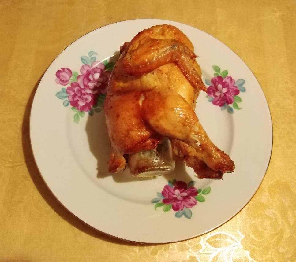 Курица на бутылке - простой и вкусный рецепт с пошаговыми фото