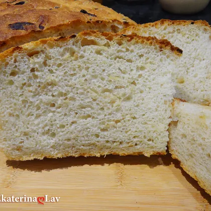 Хлеб без вымешивания с луком