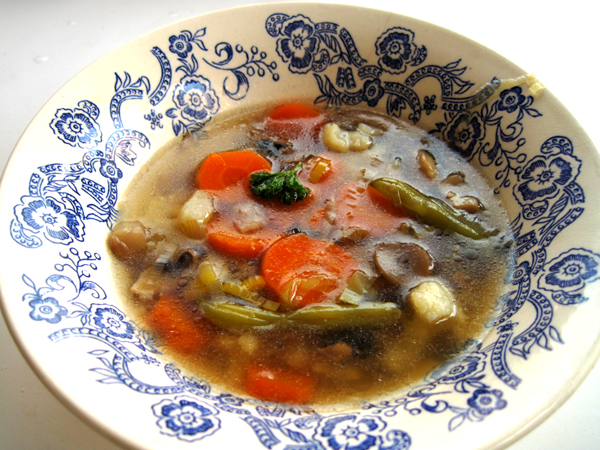Суп с шампиньонами и печеными овощами. Обед № 12