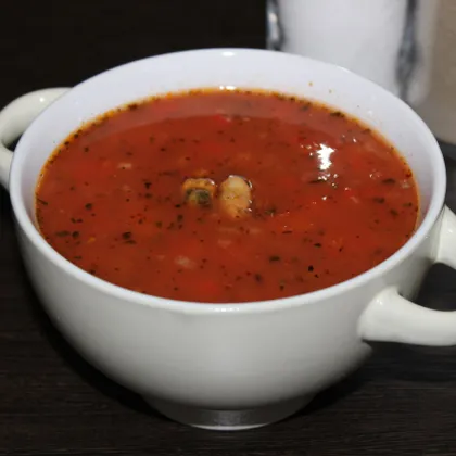 Томатный суп из морепродуктов. Необыкновенно вкусный