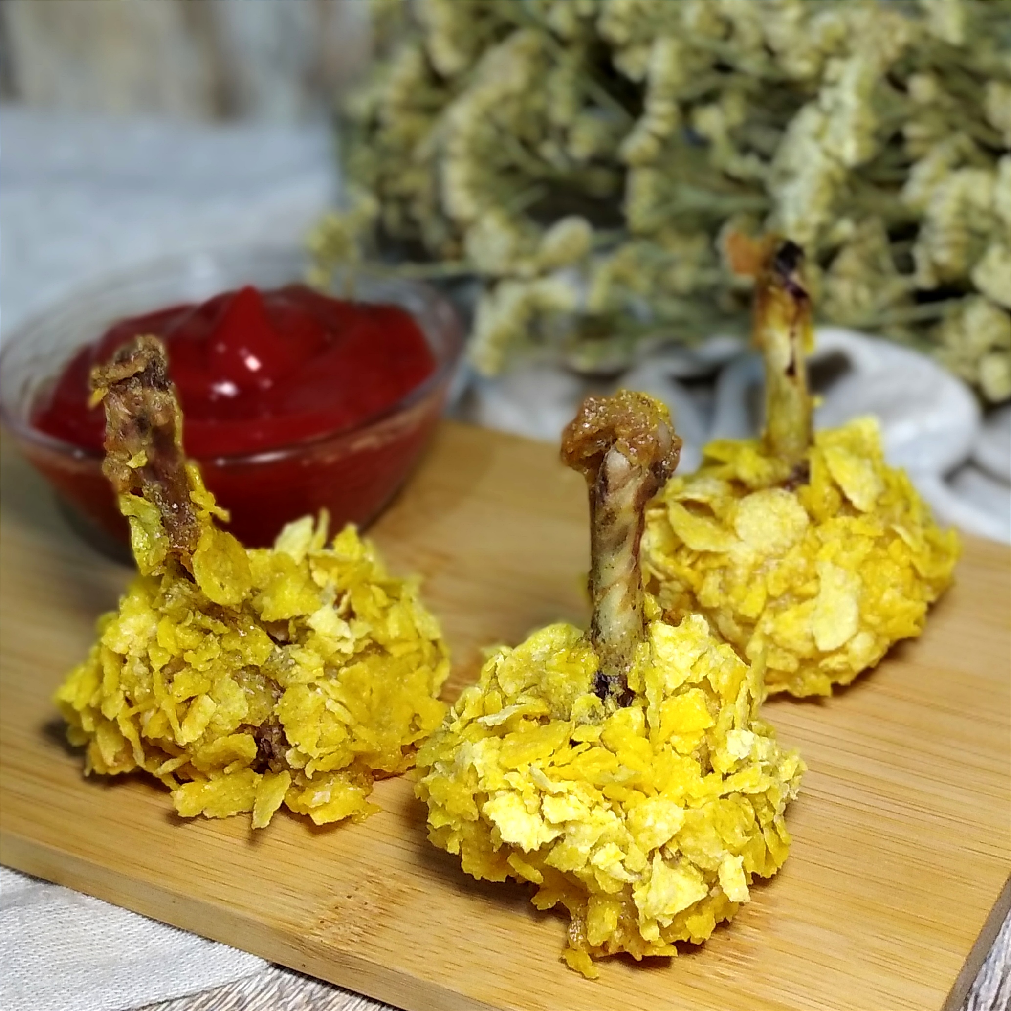 Куриные крылья в панировке из кукурузных хлопьев