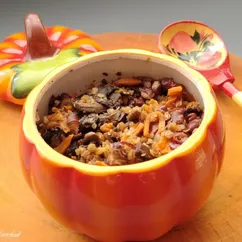 Гречка с грибами и фасолью