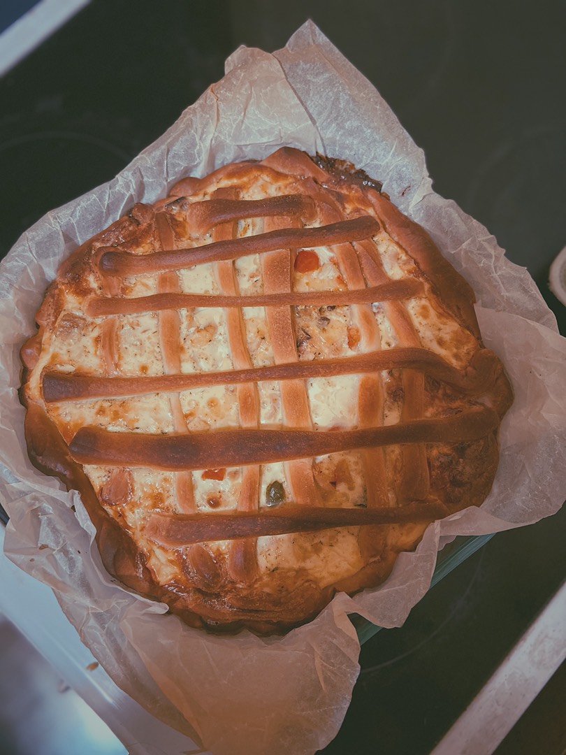 Пп пирог с индейкой, овощами и сыром