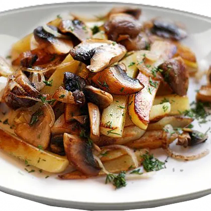 Жареная картошка со свежими грибами