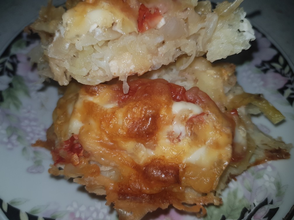 Куриная отбивная с овощами под сыром