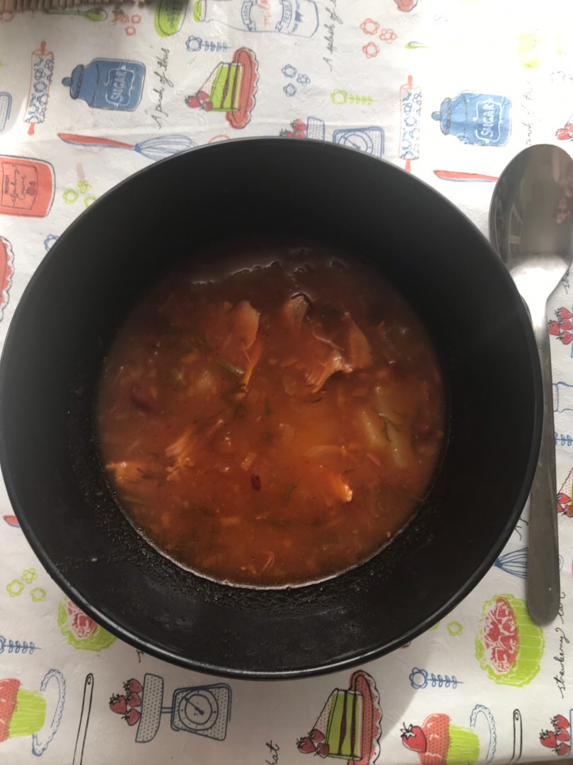 Суп с консервированной фасолью и мясом