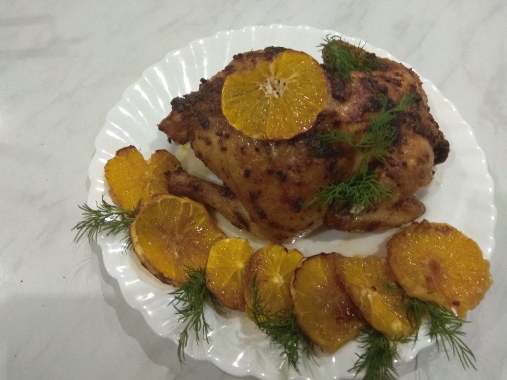 Запеченная курица с апельсинами в духовке рецепт с фото пошагово