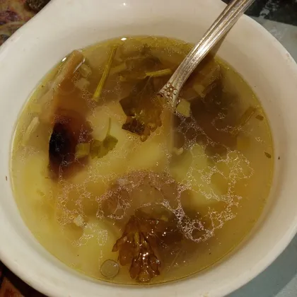 Суп с солёными грибами
