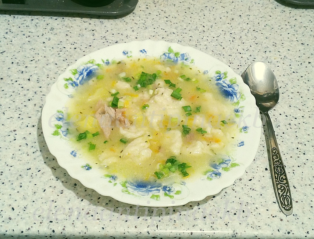 Домашний рецепт сырного супа с кукурузными клецками пошагово с фото