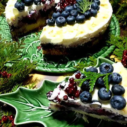 Новогодняя выпечка - пирог с брусникой и голубикой 🎄
