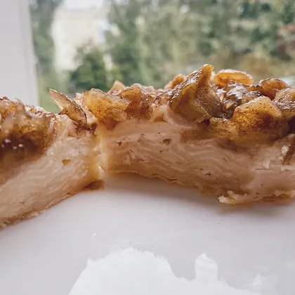 Творожный пирог из лаваша с карамелезированными яблоками. Быстрый и легкий десерт
