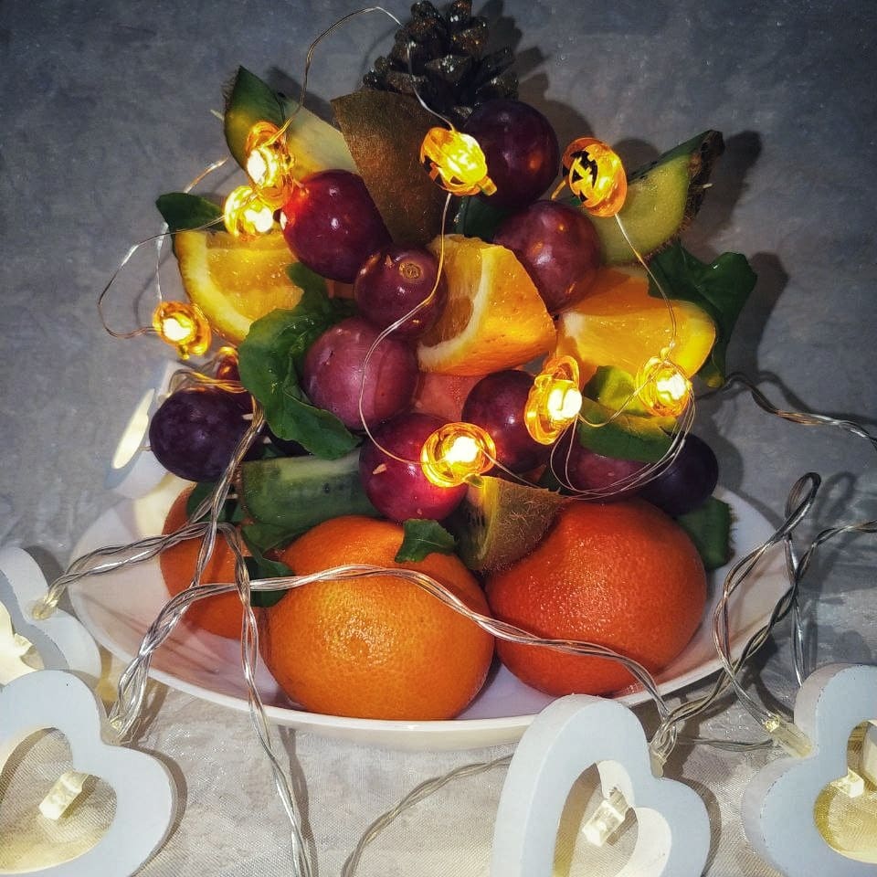 Новогодняя елочка из фруктов своими руками