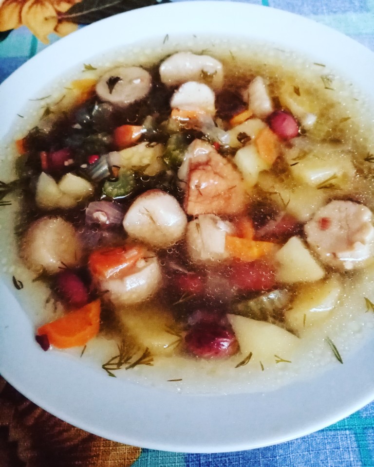 Сырный суп с картофелем и белыми грибами