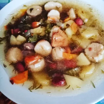 Суп с белыми грибами и красной фасолью