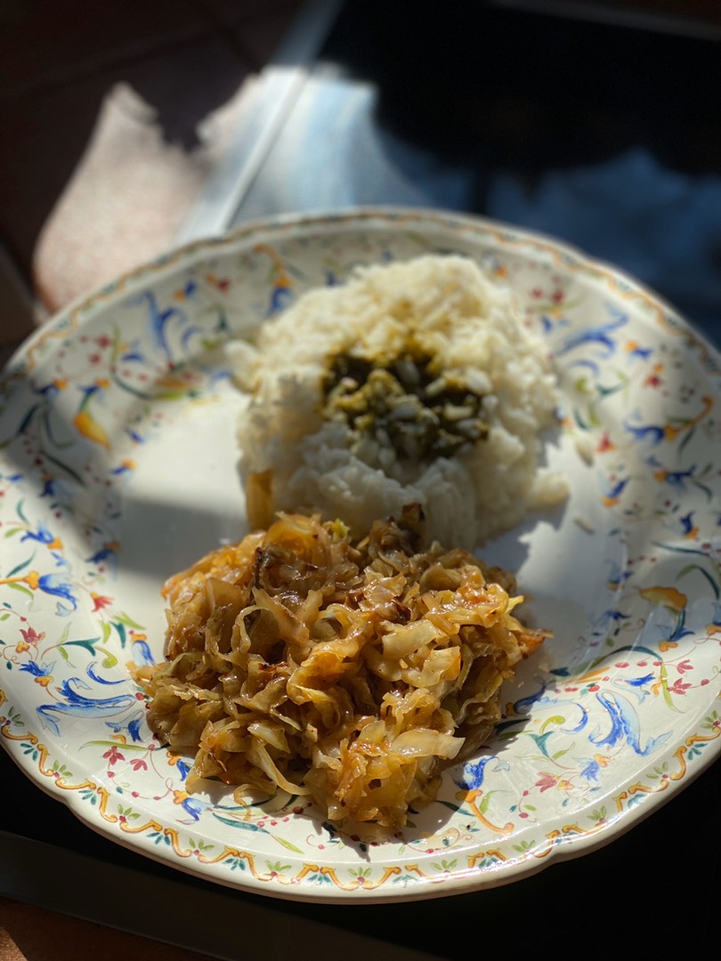 Капуста карри с рисом