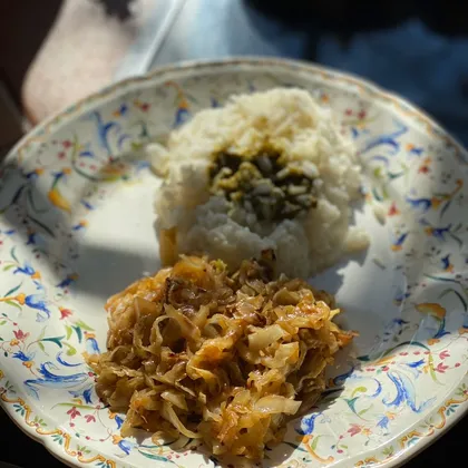 Капуста карри с рисом