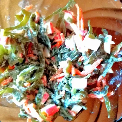 Салат из морской капусты с корейской морковью