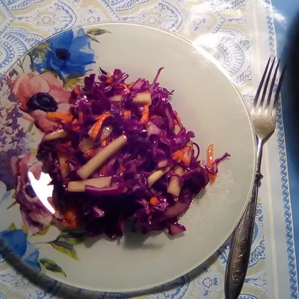 Постный салат из красной капусты и свежего огурца