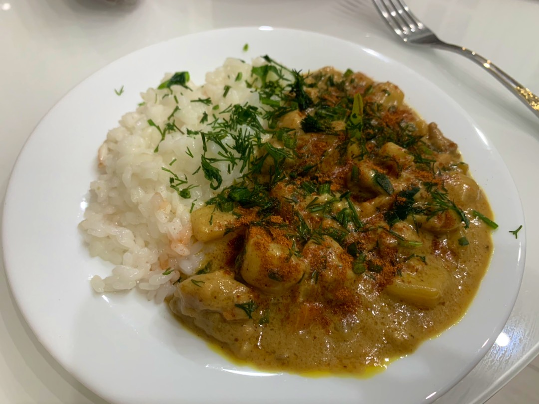 Курица карри 🍛 с рисом