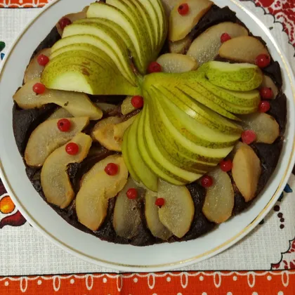 Шоколадный манник с грушами
