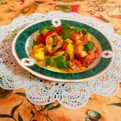 Овощи с курицей запеченные в духовке