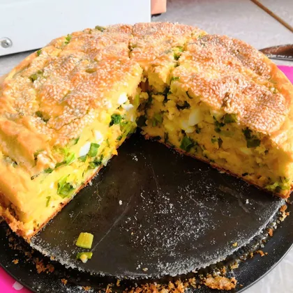 Заливной пирог с зеленым луком и яйцом, рецепт теста на кефире