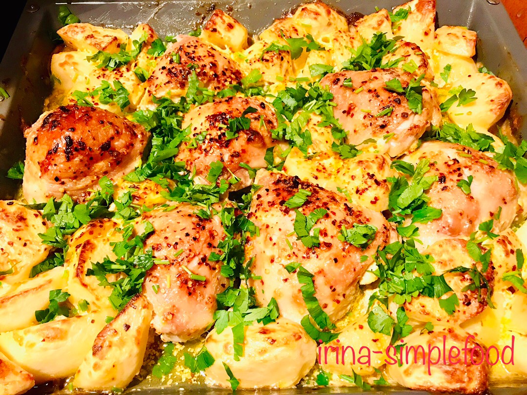 Куриные бедрышки с картошкой
