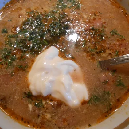 Суп фасолевый с полукопченой колбасой
