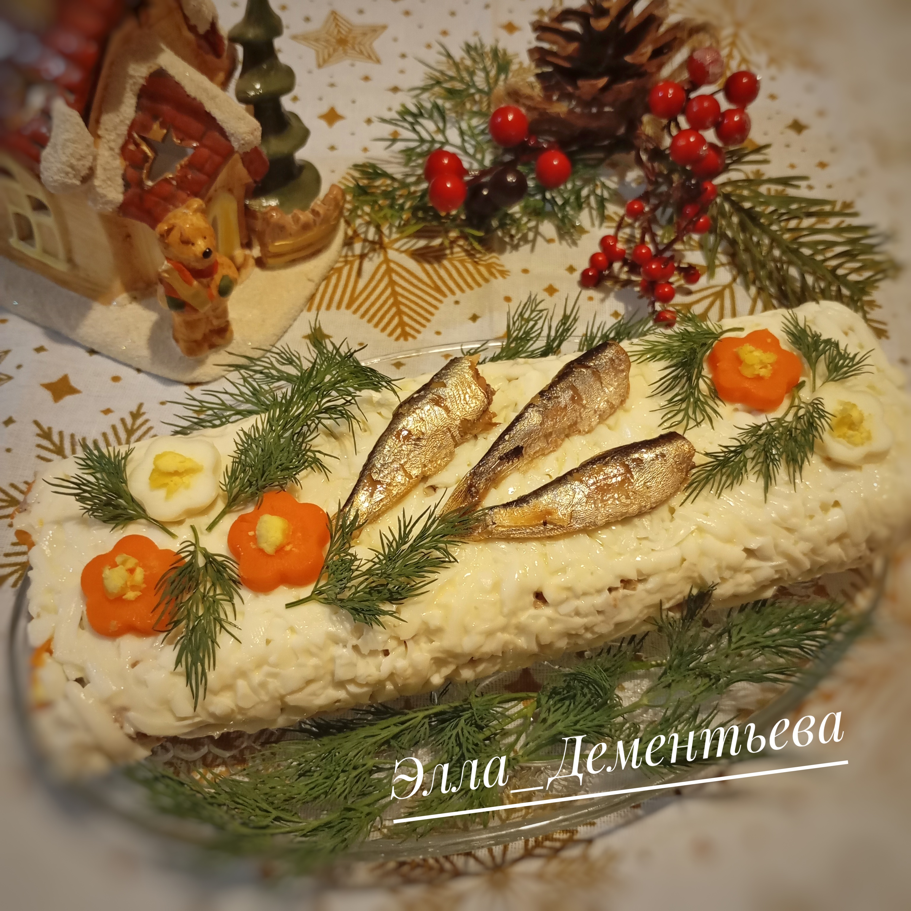 Салат-рулет со шпротами на новогодний стол 2026