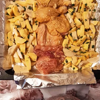 Картошка с курицей запеченные в духовке