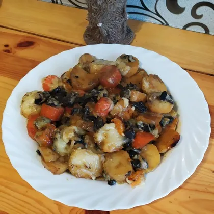 Картошка с тыквой и грибами