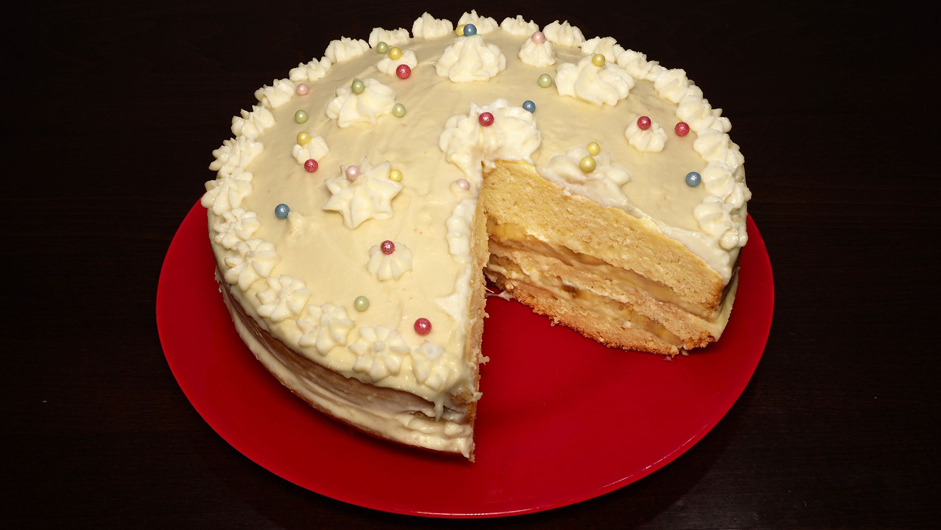 Рецепт: Бисквитный торт со сметанным кремом и глазурью - Бисквит в мультиварке со сметанным кремом