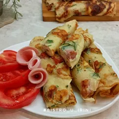 Блины с сыром и колбасой