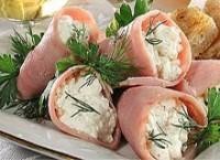 Трубочки из ветчины фаршированные