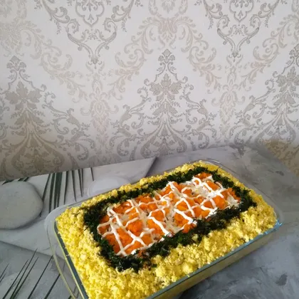 Салат слоенный с рыбой праздничный "Мимоза"