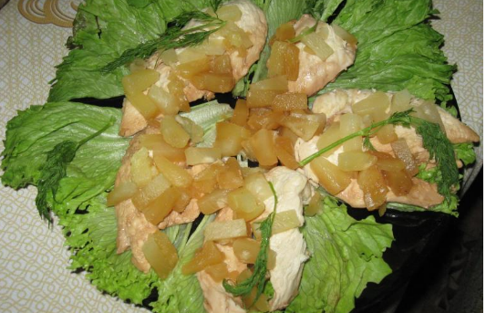 Куриное филе в соевом соусе с ананасами