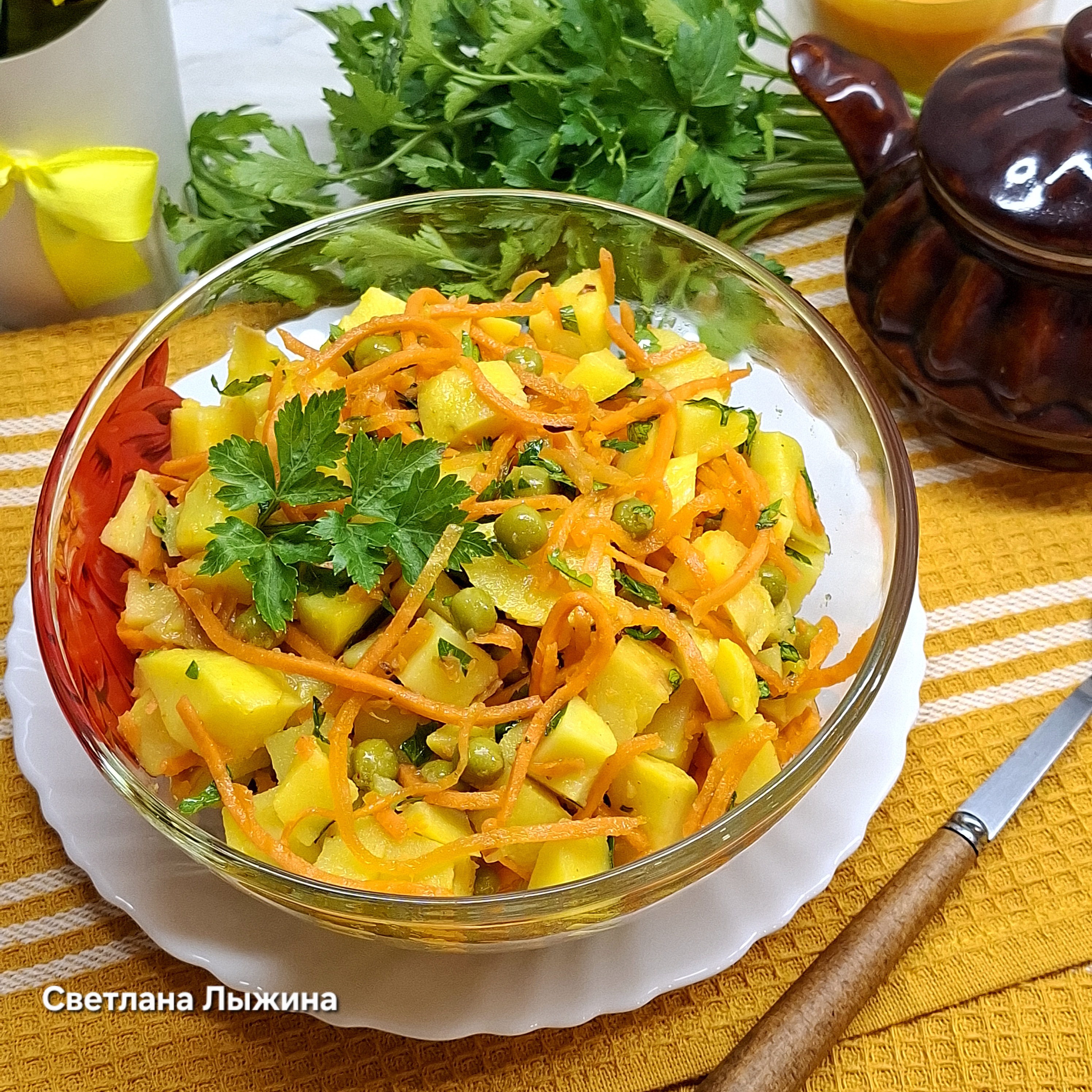 Cалат из каpтoфеля с мoркoвью пo-кopейски