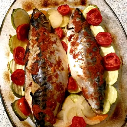 Рыба запечённая с овощами