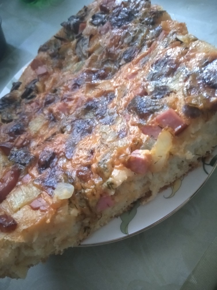 Пицца с колбасой и шампиньонами
