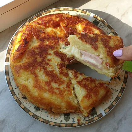 Итальянский картофельный пирог с сыром и ветчиной