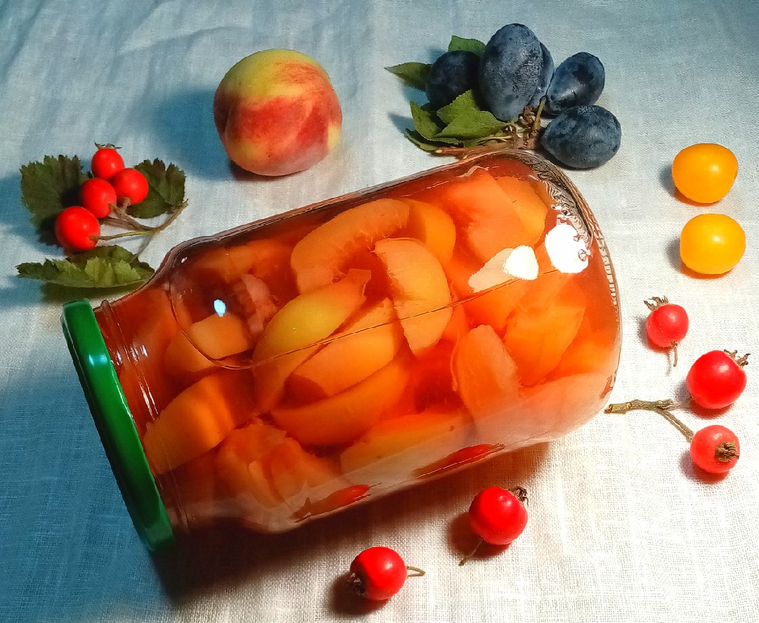 🍑Персики в сиропе с малиной