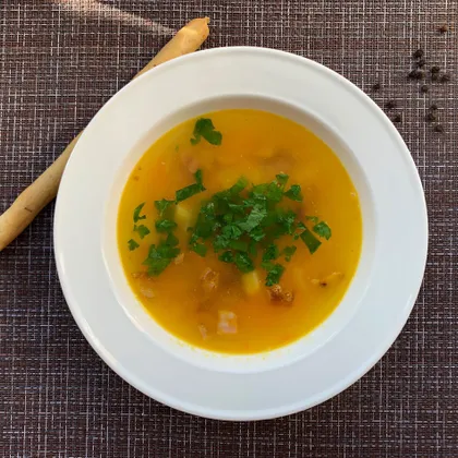 Гороховый суп с копчеными ребрами (без замачивания гороха)