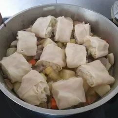 Луковые рулетики с мясом и овощами