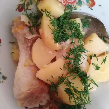 Картошка с овощами и курицей в рукаве