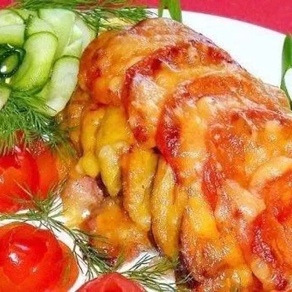 Курица, запеченная с овощами