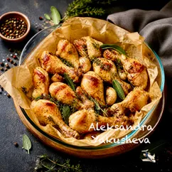 Куриные ножки, запеченные с чесноком и пряными травами