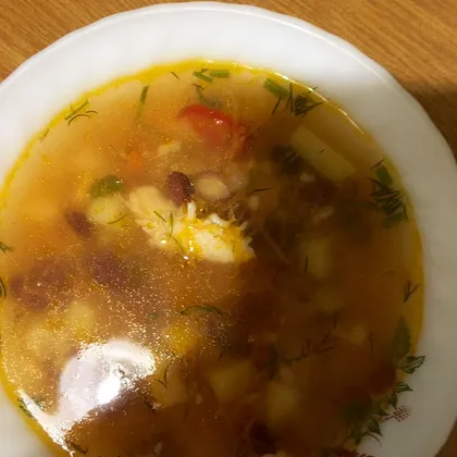 Острый суп с фасолью и булгуром