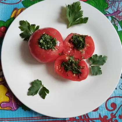 Солёные помидоры фаршированные зеленью ПП